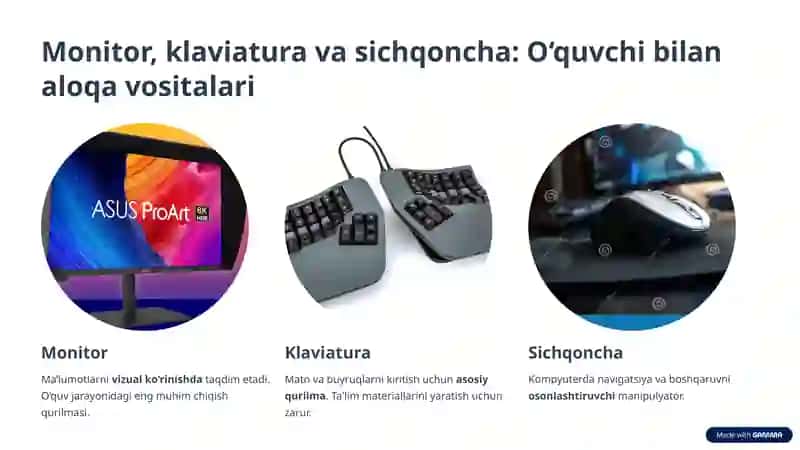 Zamonaviy o‘quv texnik vositalar: Kompyuter qurilmalari va ularning vazifalari 4