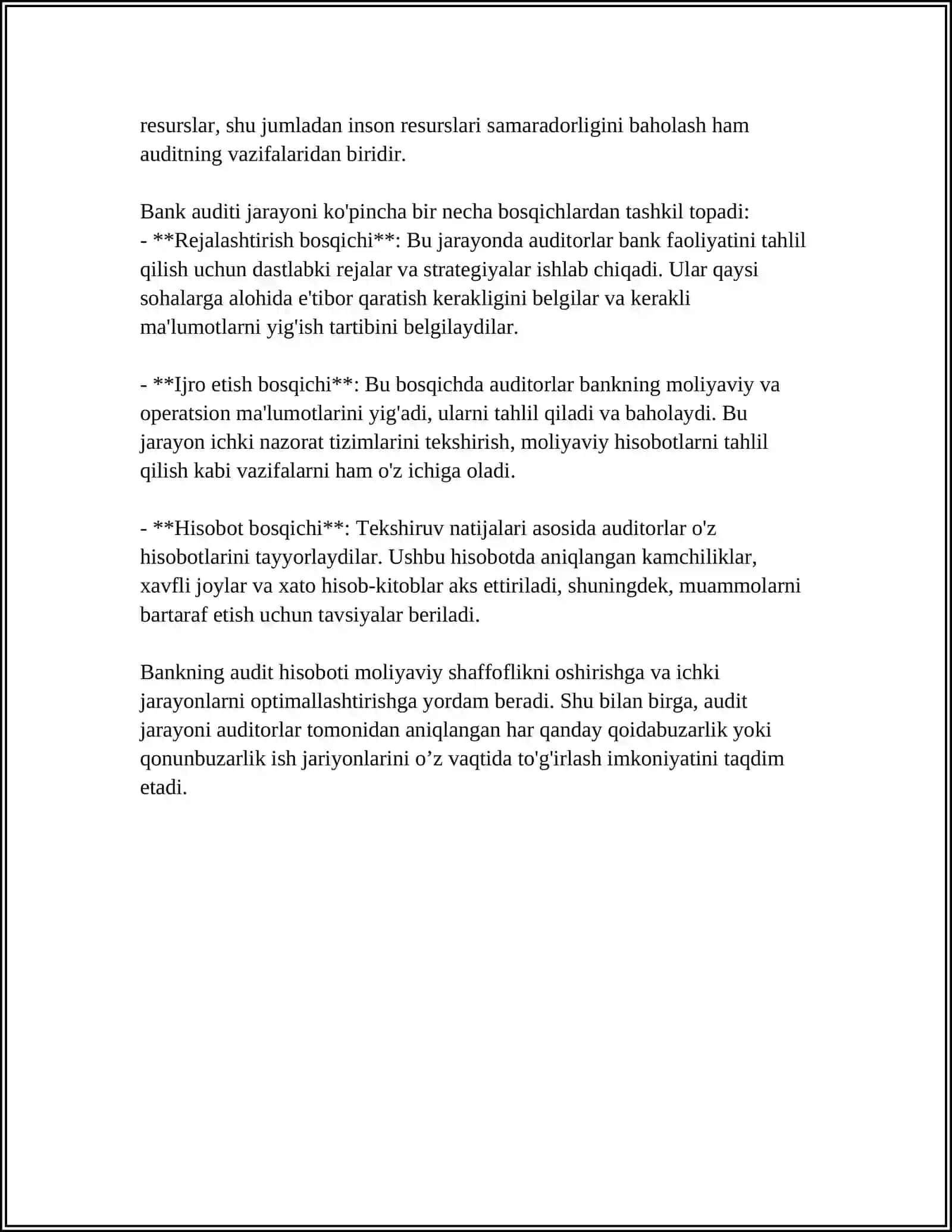 BANK AUDITI SOHASIDA AUDITORLIK FAOLIYATINI AMALGA OSHIRISH HUQUQINI LITSENZIYALASH 4