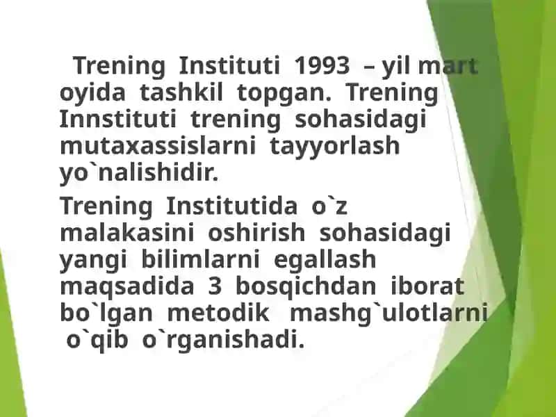 Ta`lim jarayoni daxvotirlilik darajasi kuchli ishtirokchilar bilan islash 4