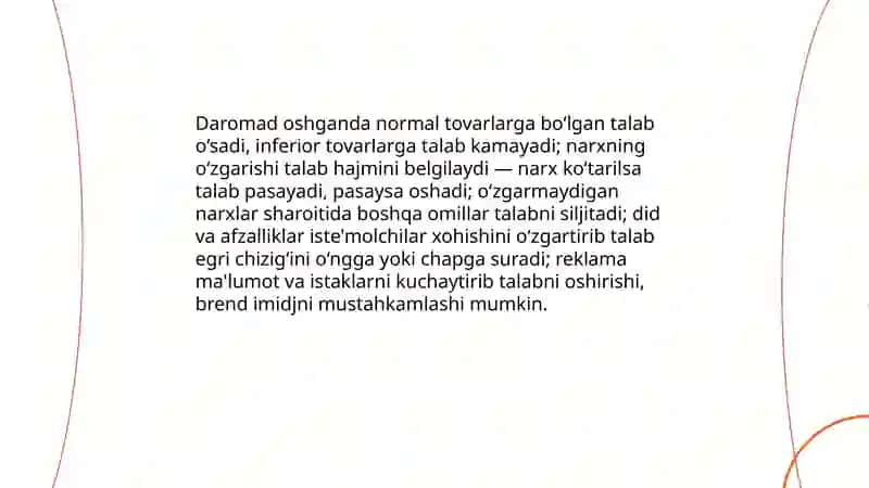 Talab va taklif nazariyasi. Bozor muvozanati 4