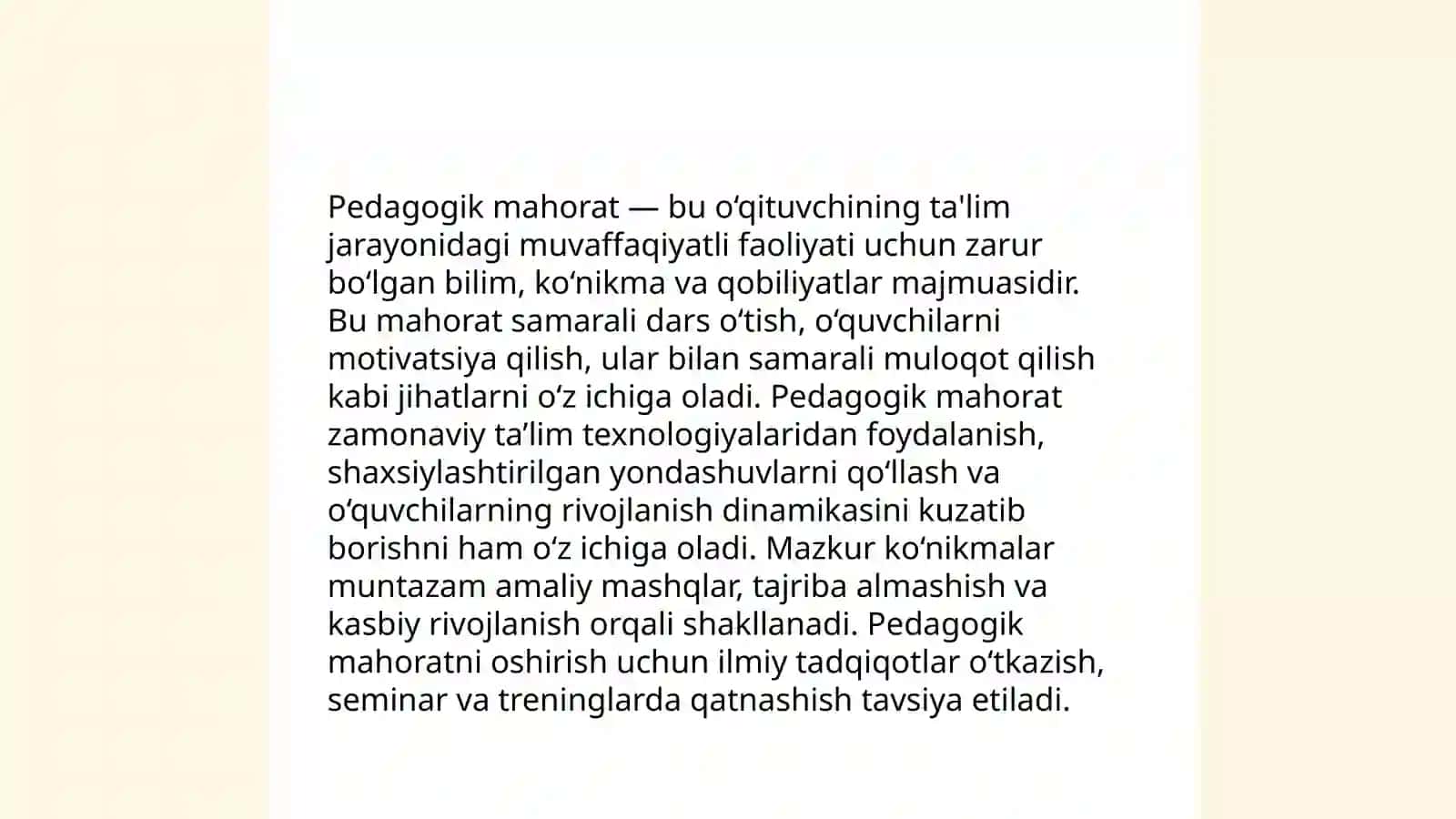 O'qituvchiga qo'yiladigan talablar va uning umumlashgan modeli 4