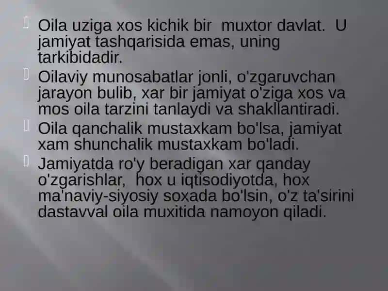 Oila demokratik jamiyat kurilishining asosiy buguni 4
