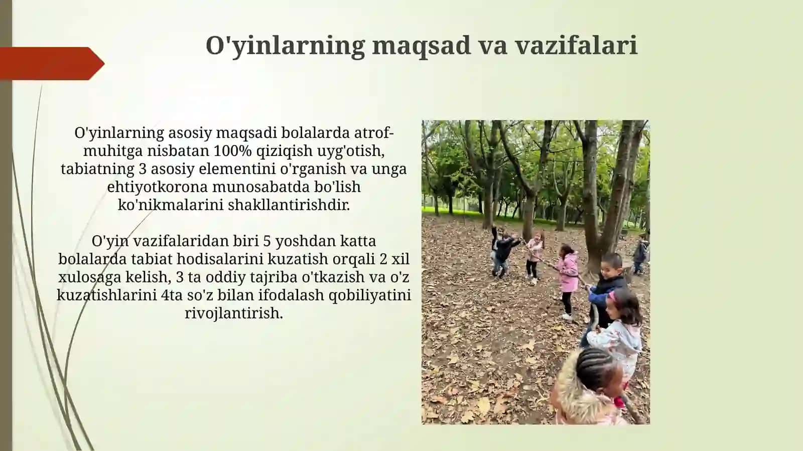 Tabiat bilan tanishtirish metodikasiga asosida bolalar o'yinlarini tashkil etish texnologiyasi 4
