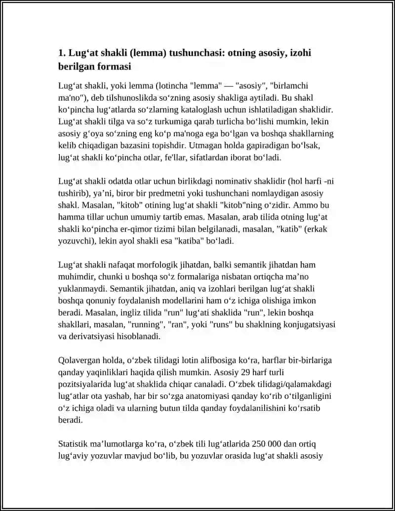 OTNING GRAMMATIK KATEGORIYALARI LUG'AT SHAKLI HAQIDA TUSHUNCHA.OTLARNING TURGAN ISHI.NEGIZINI ANIQLASH 4
