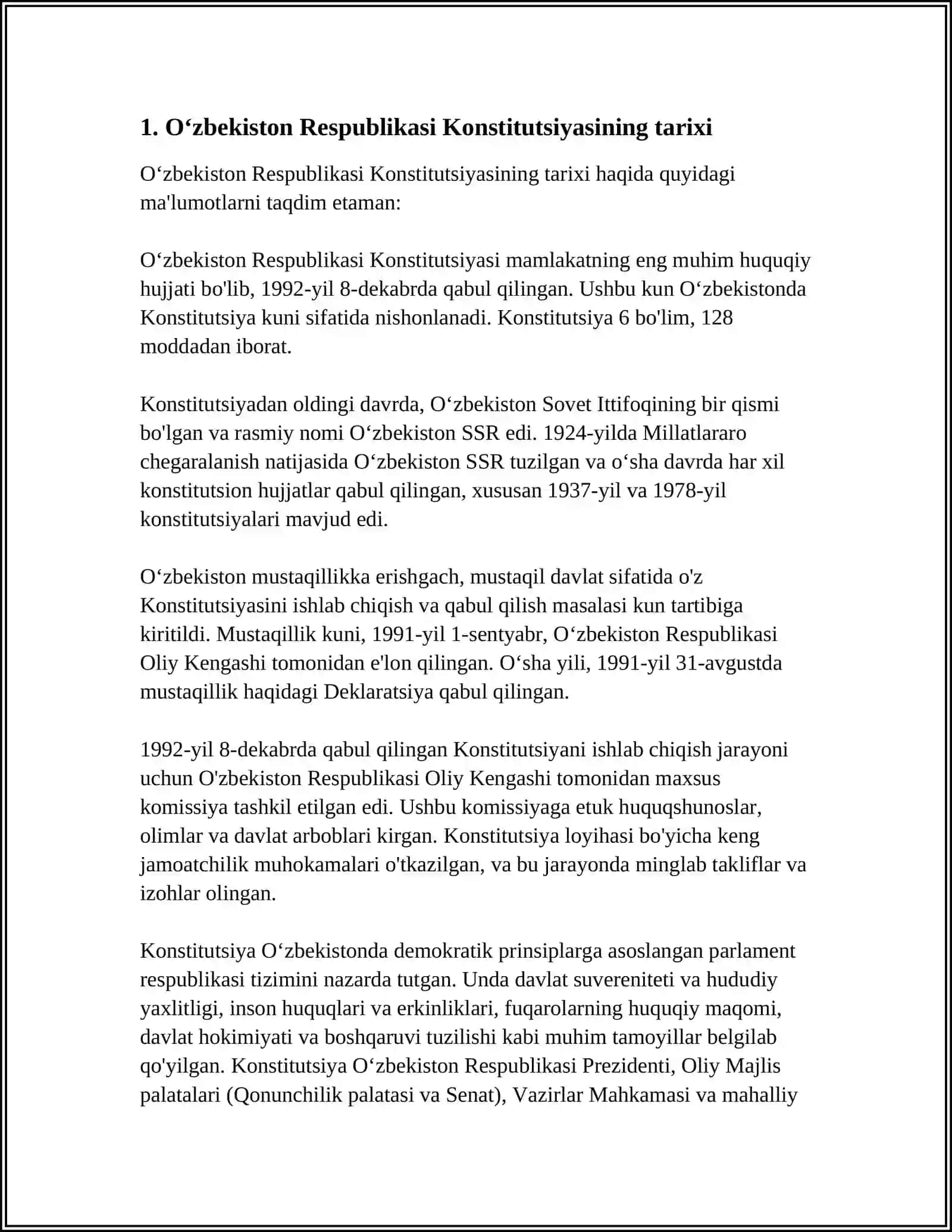 ÒZBEKISTON RESPUBLIKASI KONSTITUTSIYASI VA YANGILANGAN KONSTITUTSIYA 4