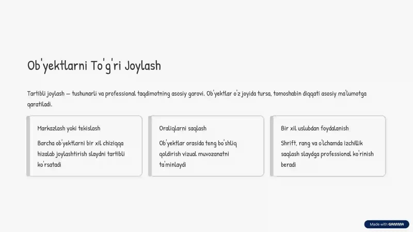 Ob'yektlarni To'g'ri Joylash 4