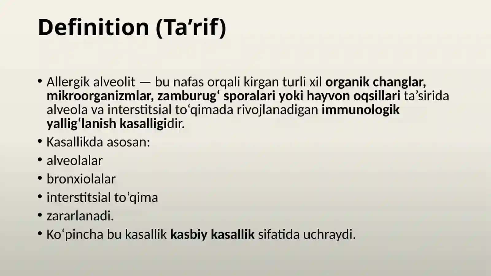 Allergik alveolit.Resperator allergozlar. Kartagener sindromi 4