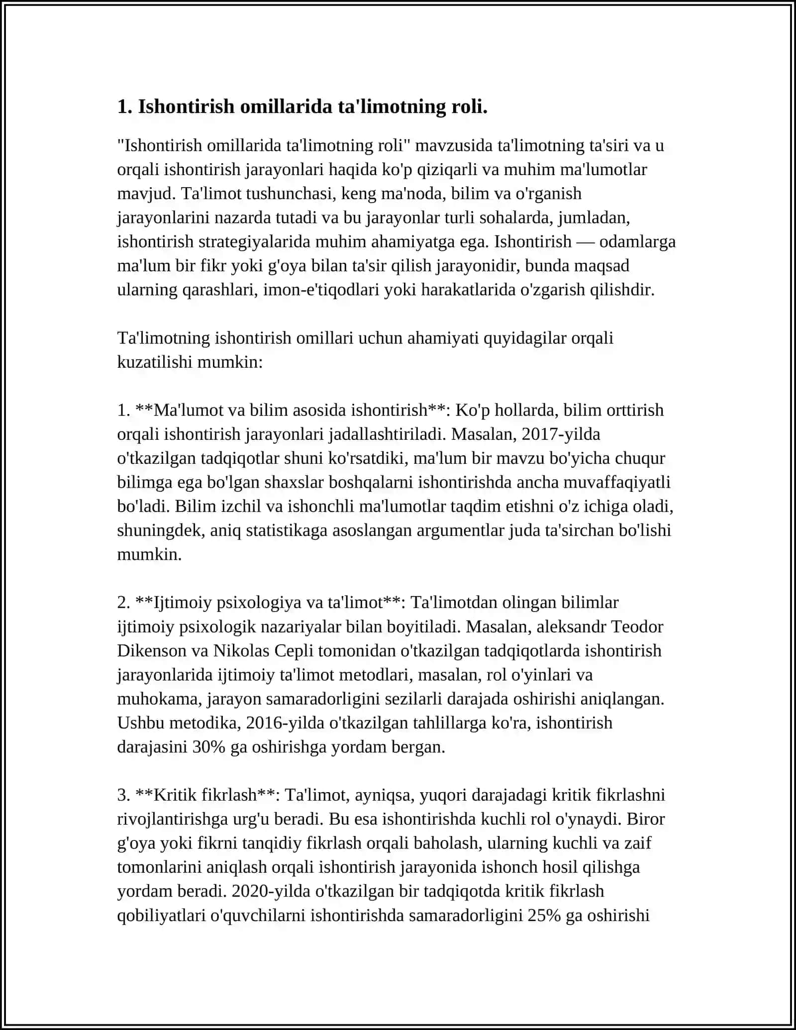 "Ishontirish omillarida ta'limotning roli" 4