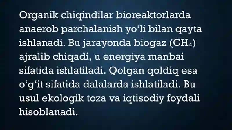 Qishloq xo‘jalik, sanoat va maishiy xizmat chiqindilarini qayta ishlash 4