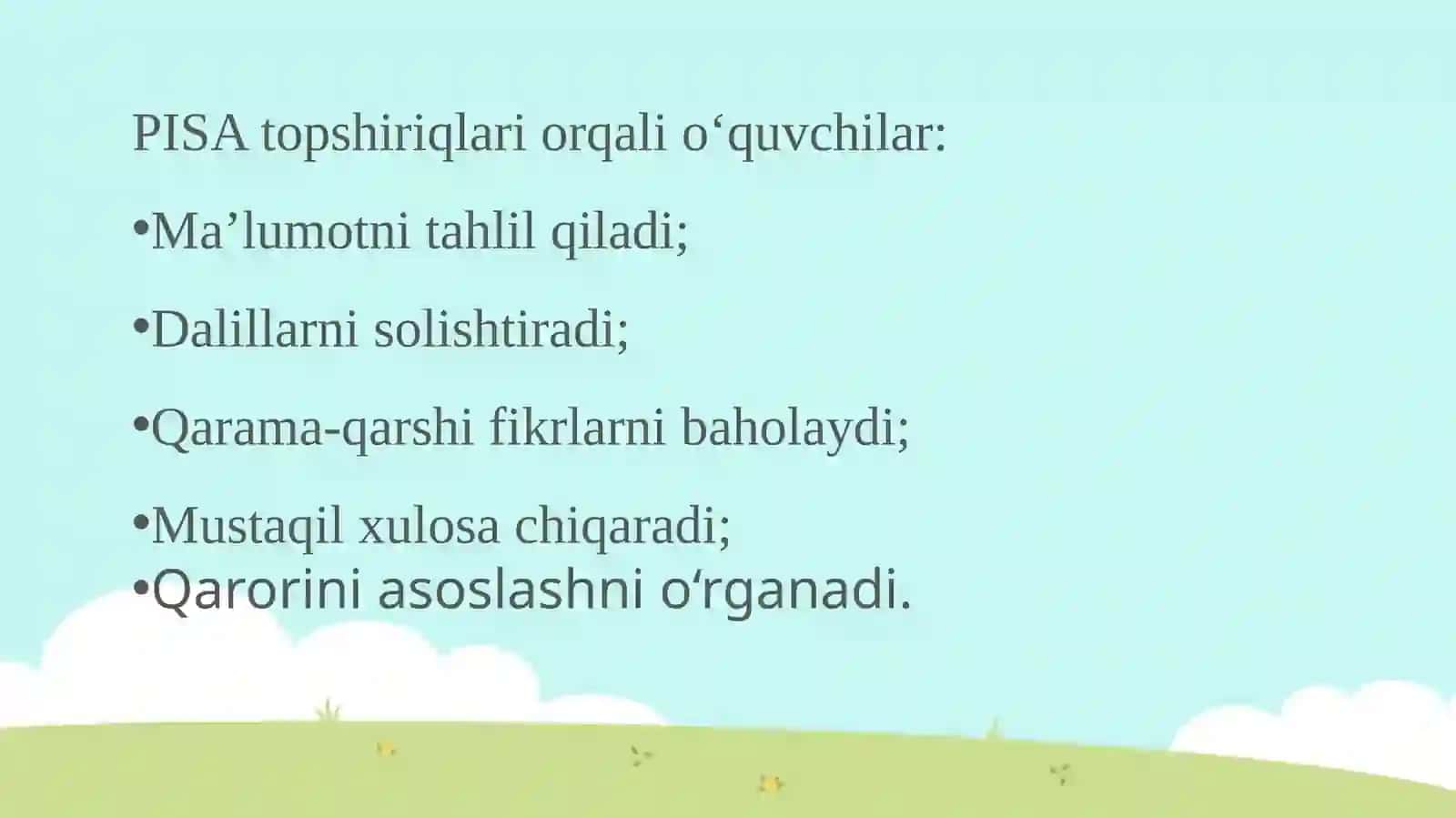 PISA topshiriqlari asosida o‘quvchilarni tanqidiy fikrlash ko‘nikmalarini rivojlantirish 4