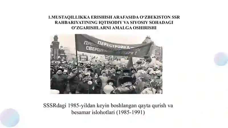 Mustaqil O‘zbekiston Respublikasi tashkil topishining tarixiy ahamiyati. O‘zbekistonning o‘ziga xos istiqlol va taraqqiyot yo‘li 4