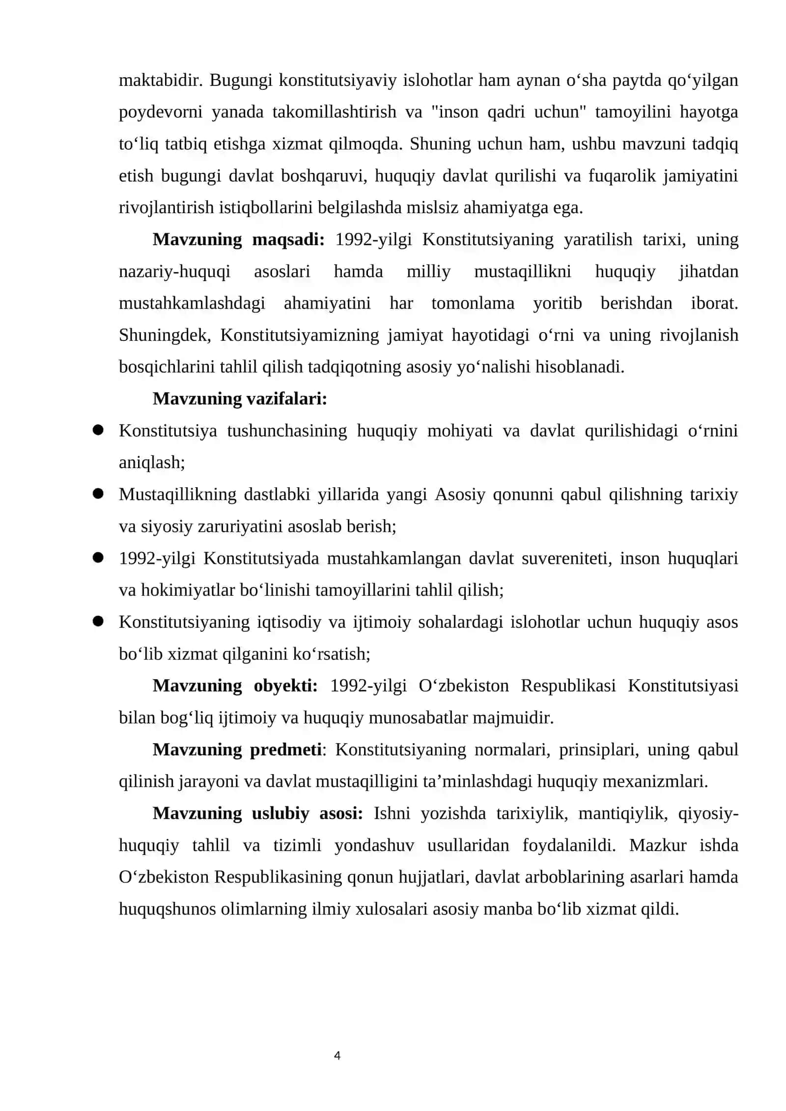 O‘zbekiston Konstitutsiyasining shakllanish bosqichlari kurs ishi 4