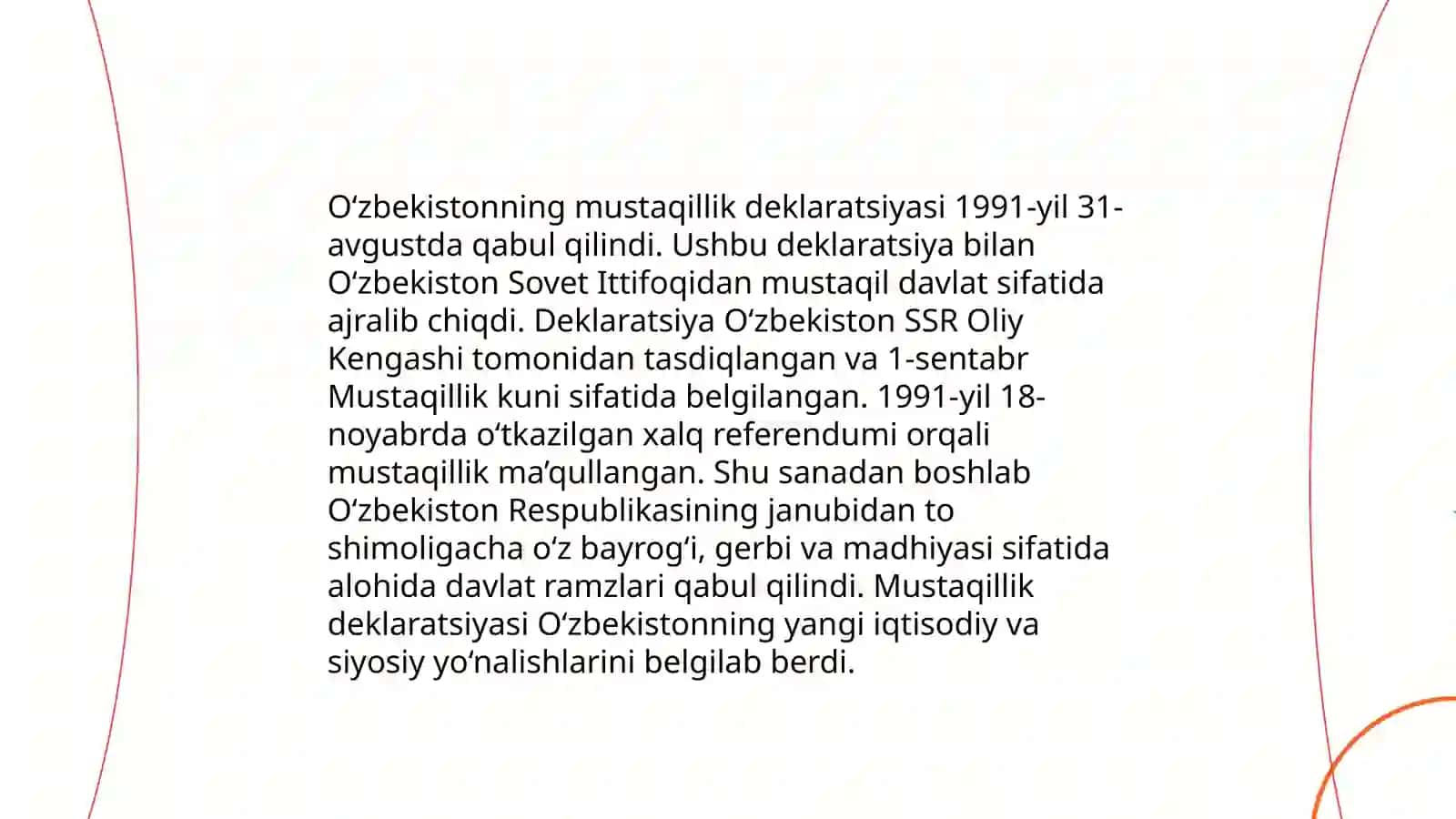 Mustaqillikning e'lon qilinishi va O'zbekiston Respublikasining tashkil topishi 4