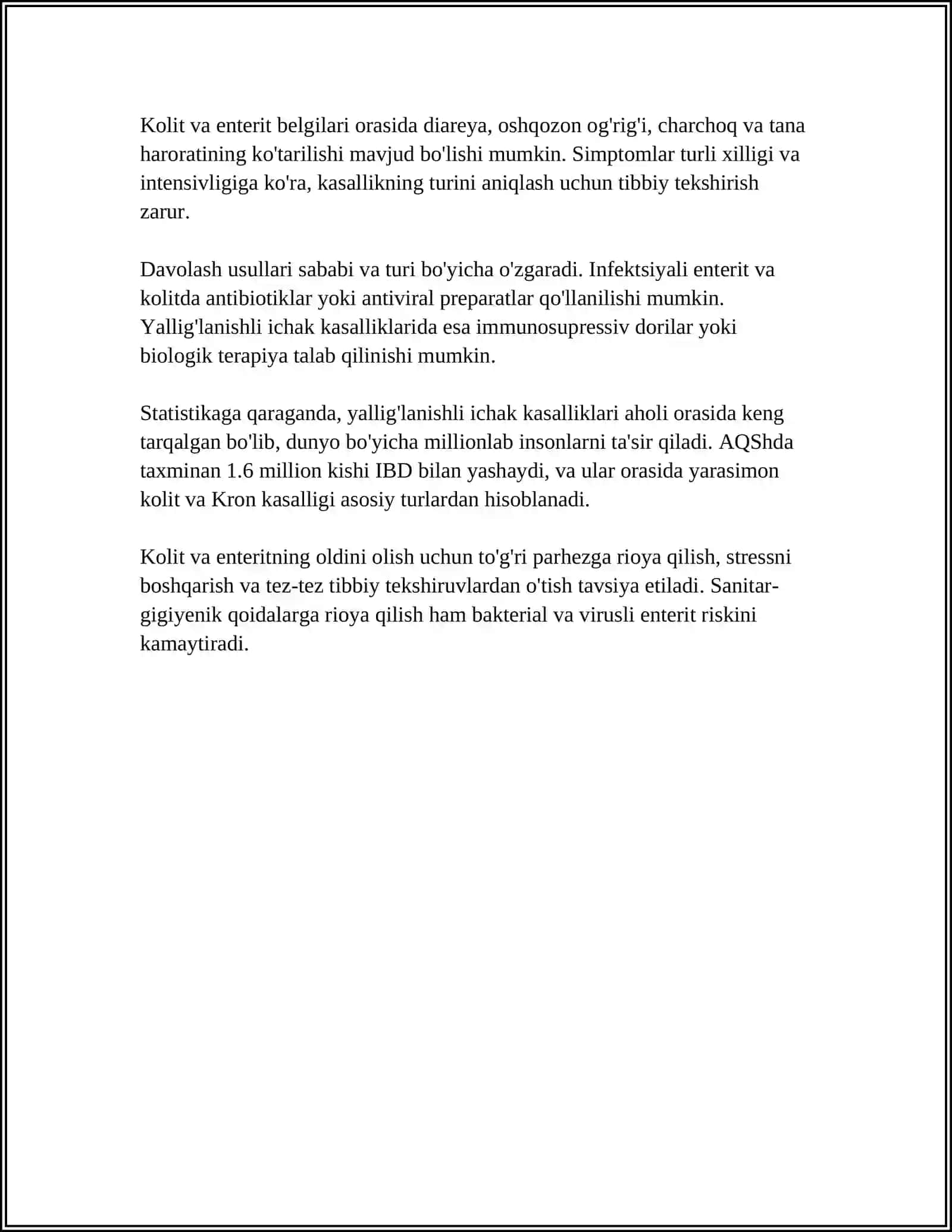 ENTERIT VA KOLITLAR DIAGNOSTIKASI ASOSIY DAVOLASH PRINTSIPLARI 4