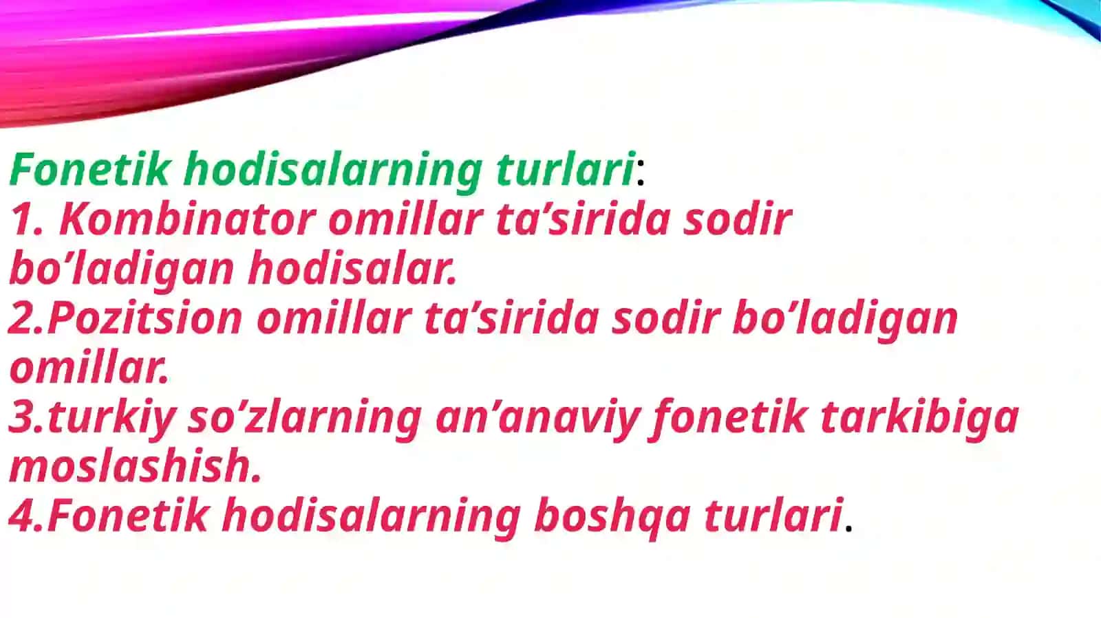 Nutq tovushlarining fonetik o'zgarishlari.  Grafika, orfografiya va orfoepiya 4
