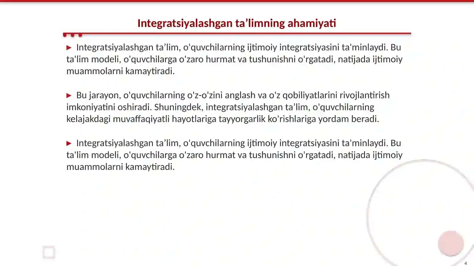 Integratsiyalashgan o'quvchilarga ko'maklashishni tashkil etish 4