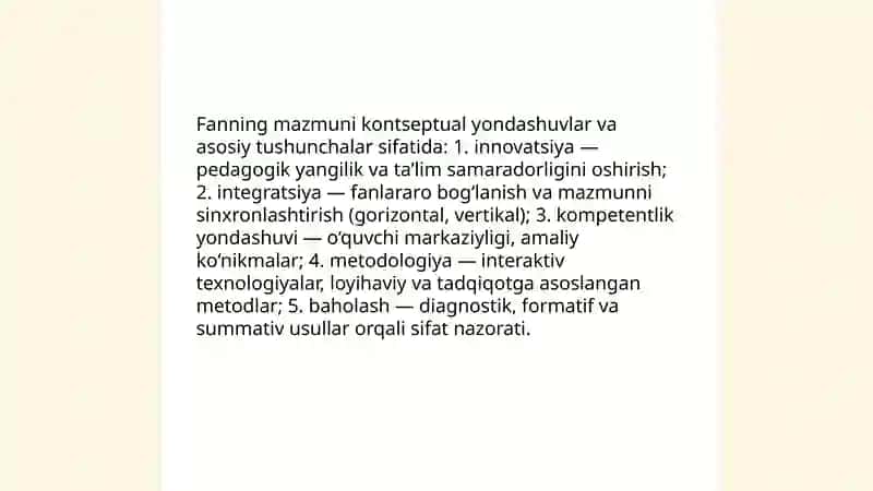 Boshlangʻich taʼlimda innovatsiya va integratsiya fanining mazmuni, predmeti,metadologiyasi 4
