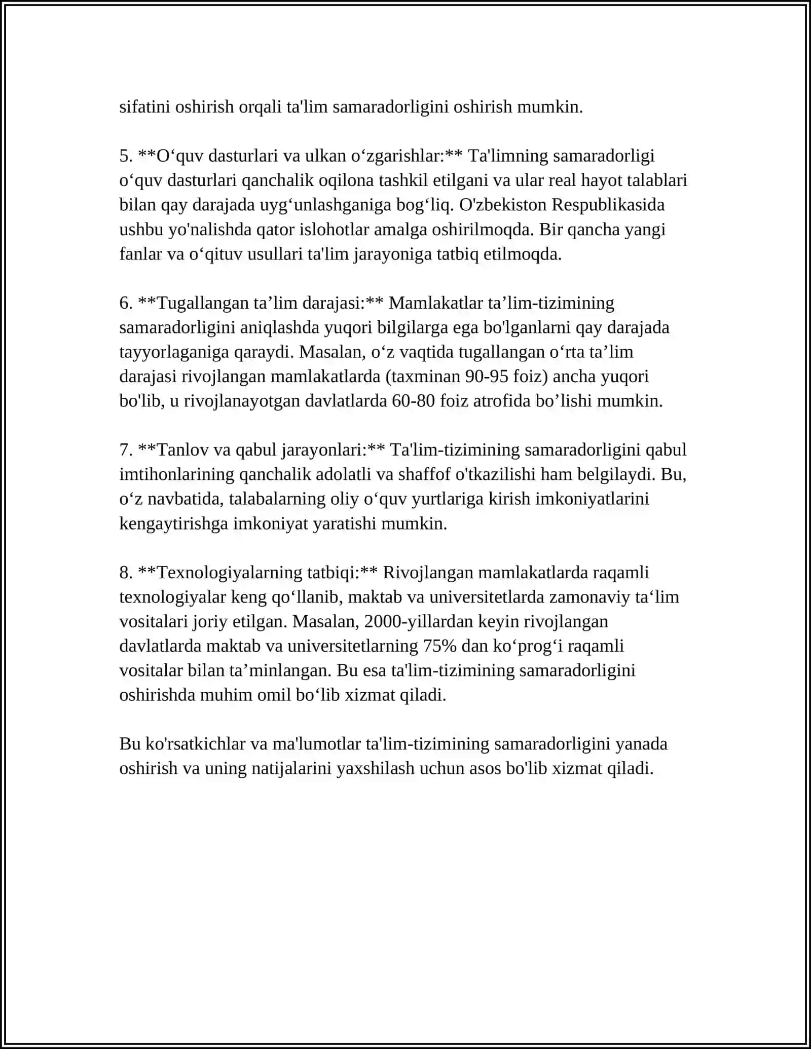 OLIY TA'LIM VA OLIY TA'LIMDAN KEYINGI TALIMNING IMKONIYATLARI VA QIYINCHILIKLARI 4