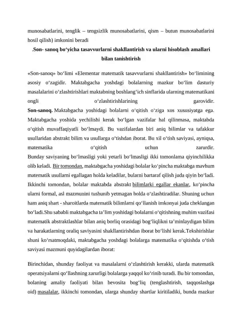 Elementar matematik tasavvurlarni shakllantirish, tartib va miqdor butun sonlar 4