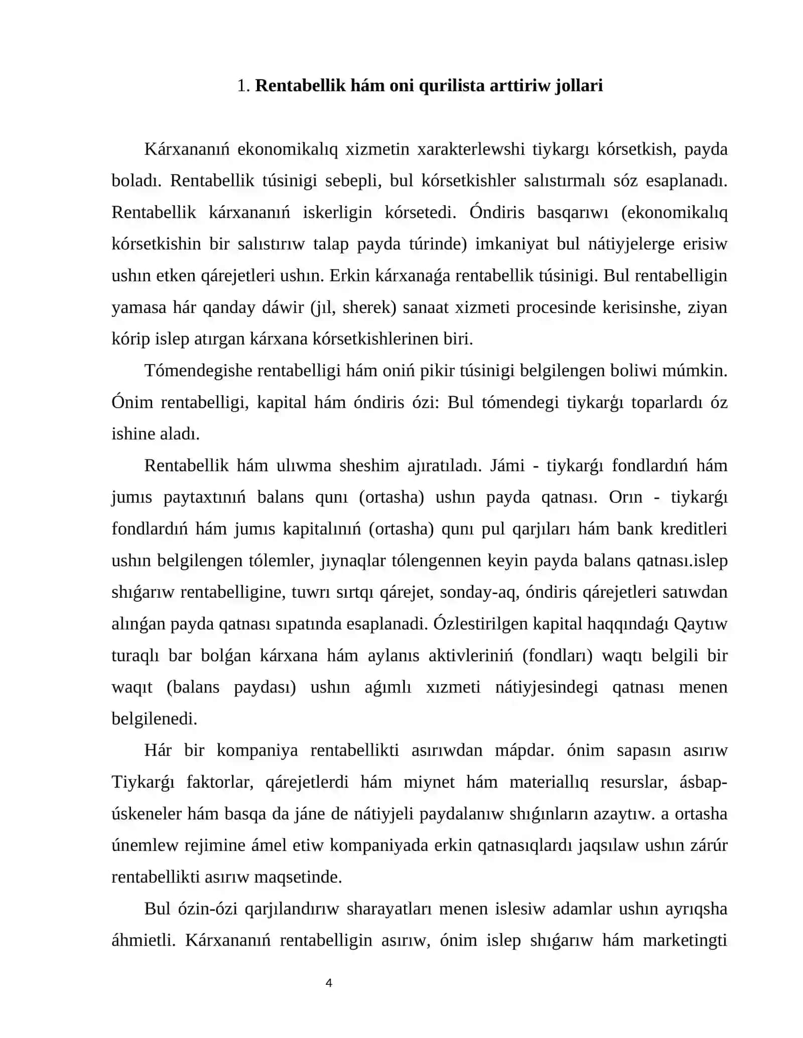 Qurılıs kárxanalarında rentabellik kórsetkishleri analizi 4