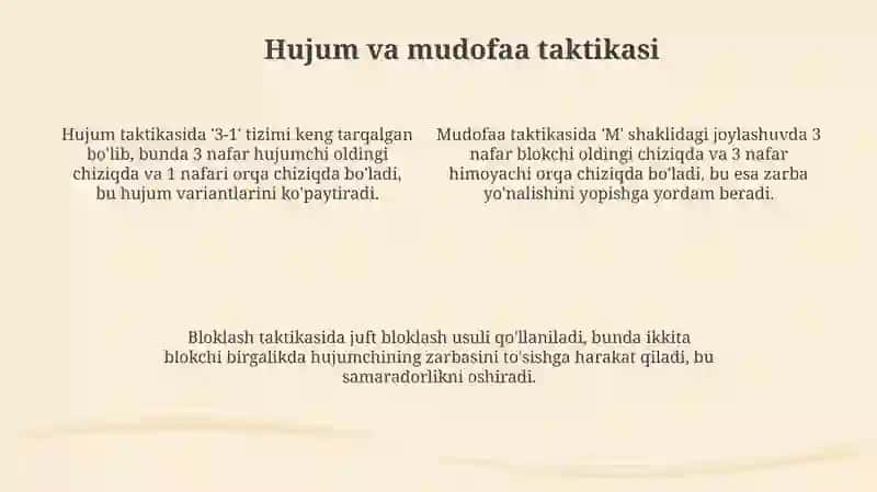 Voleybol oʻyin texnikasi va taktikasi 4