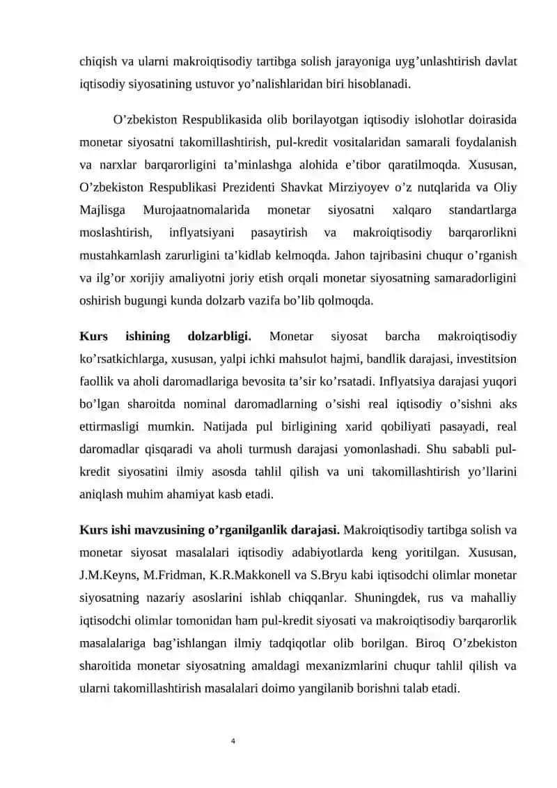 Makroiqtisodiy tartibga solishning pul-kredit vositalari va monetar siyosat 4