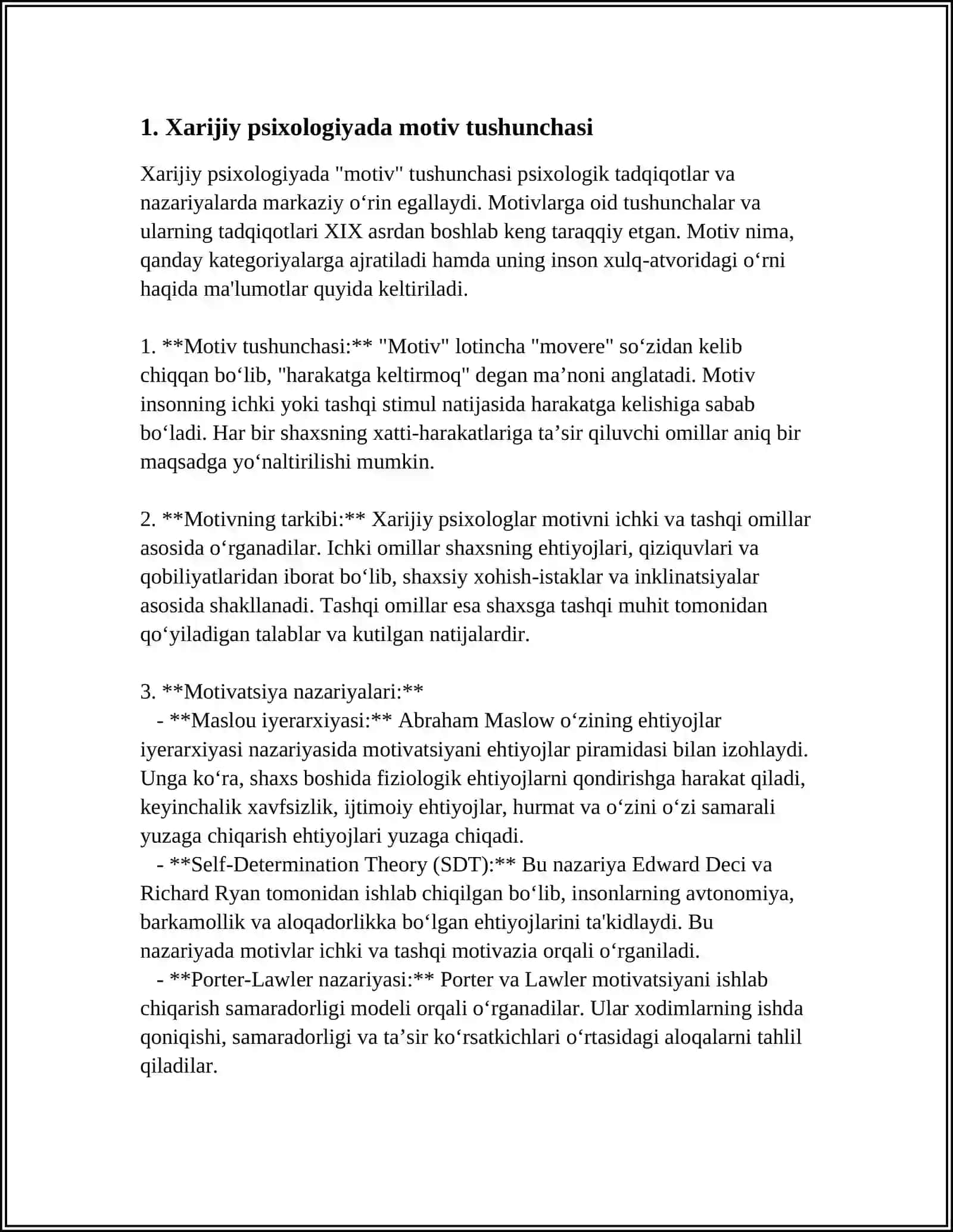 XORIJ PSIXOLOGIYASIDA MOTIV VA MOTIVATSIYA MUAMMOSI 4