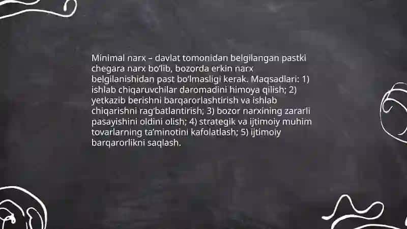 Maksimal va minimal narxlar 4