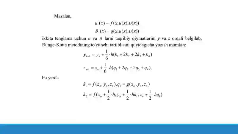 Oddiy differensial tenglamalar uchun qo‘yilgan chegaraviy masalalarni yechishning sonli metodlari 4