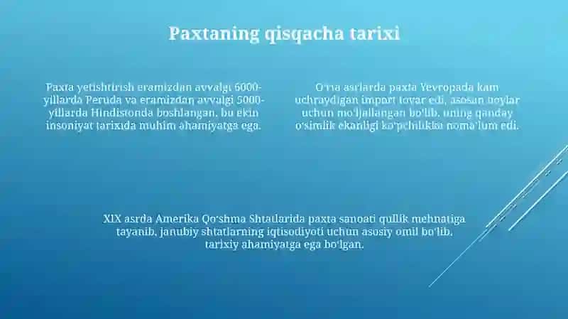 Paxta yetishtirish texnologiyasi 4