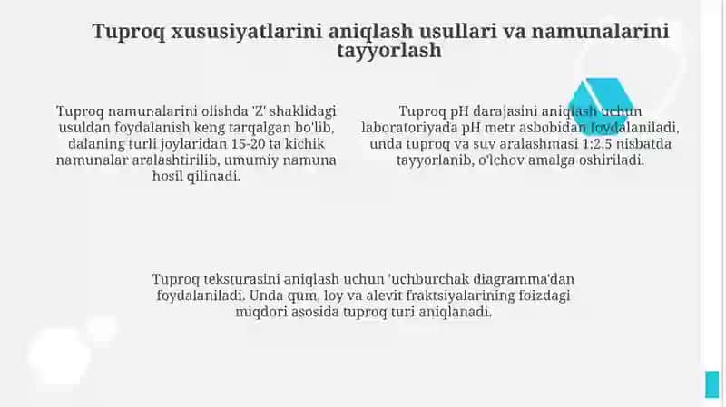 Tajriba o'tkazishda tuproq xususiyatlarini hisobga olish 4