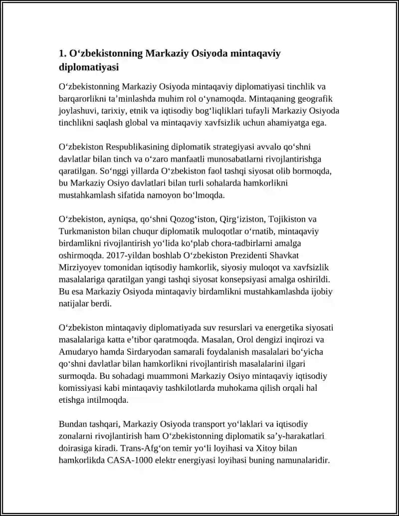O‘zbekistonning Markaziy Osiyoda mintaqaviy diplomatiyasi 4