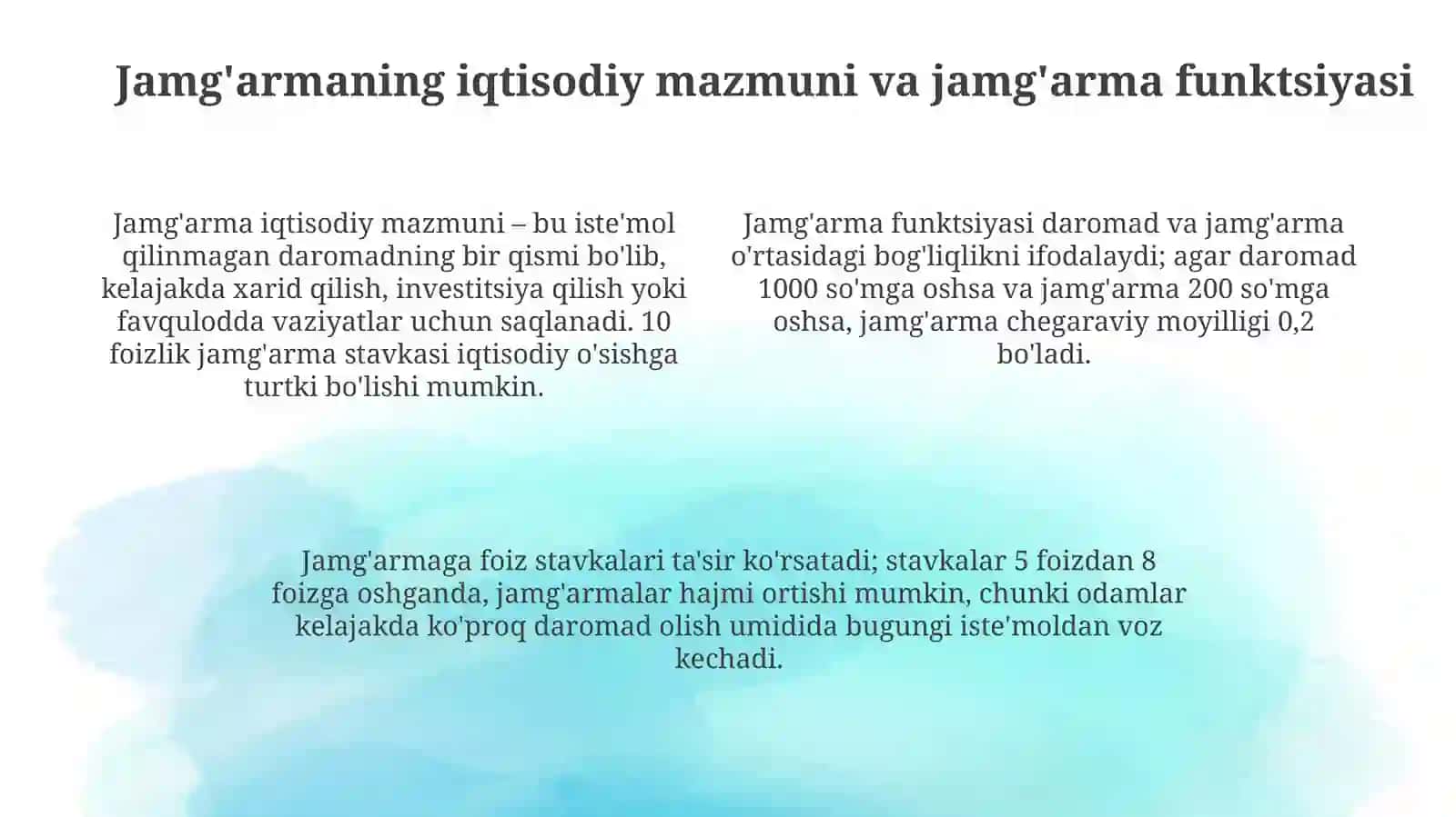 Iste'mol, Jamg'arma va Investitsiyalarningiqtisodiymazmuni 4