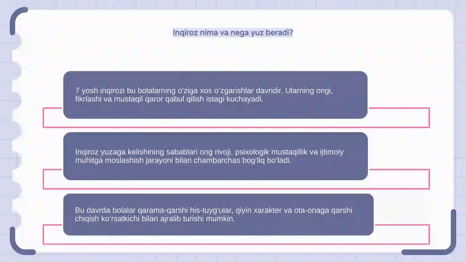 7 yosh inqirozi, uning sabablari va alomatlari 4