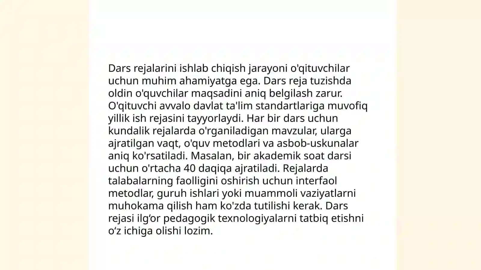 Mutaxassislik fanini o'qitishda ta'lim jarayonini rejalashtirish 4