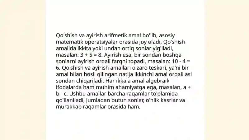 Amaldagi 1-sinf matematika darsliklarini misol va masalalarini ishlash 4