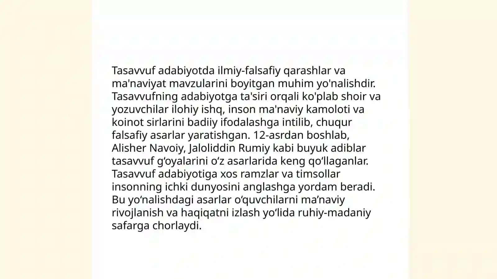 Tasavvuf taʼlimotining Sharq madaniyatiga taʼsiri 4
