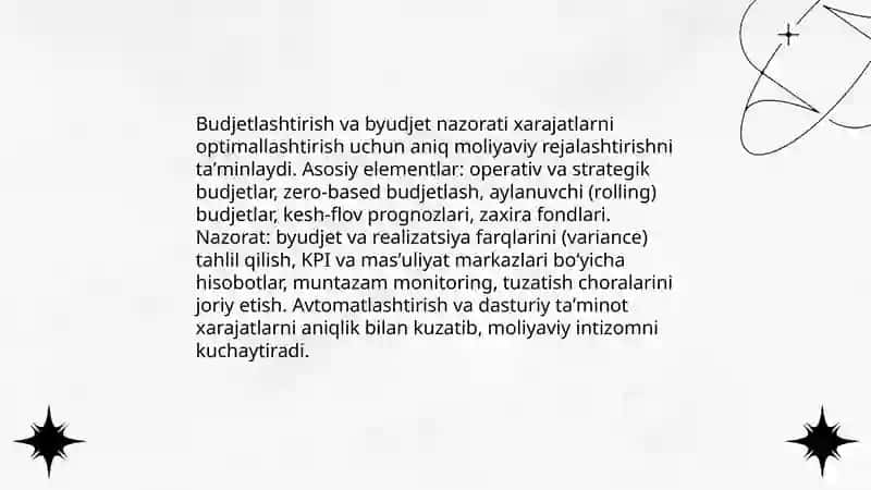Xarajatlarni optimallashtirish usullari 4