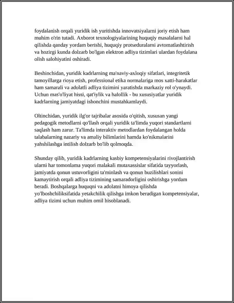 Yuridik kadrlarda kasbiy kompetensiyalarni rivojlantirishning ahamiyati 4