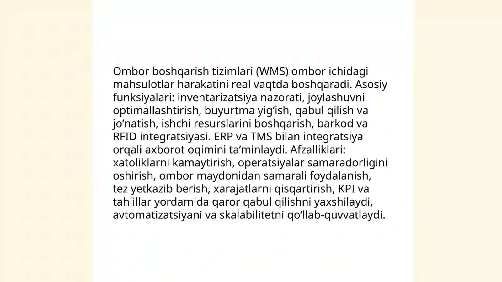 Logistik jarayonlarda axborot texnologiyalarining oʻrni 4