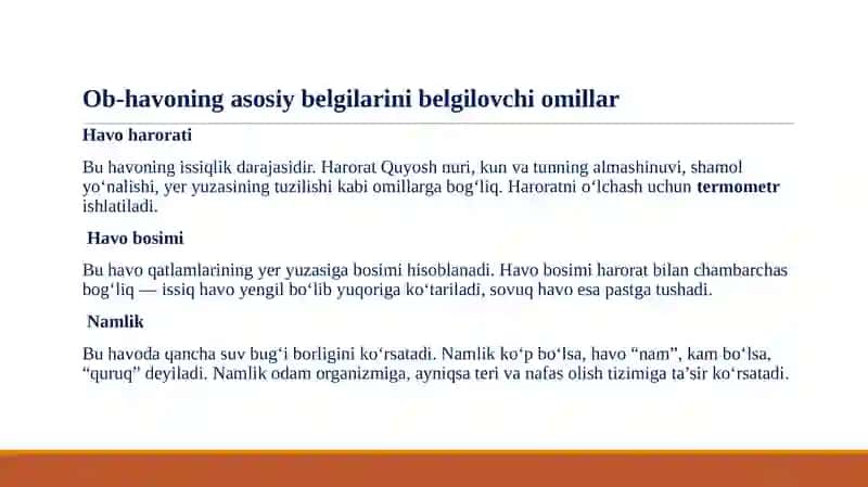 Iqlim va ob-havotushunchalari 4