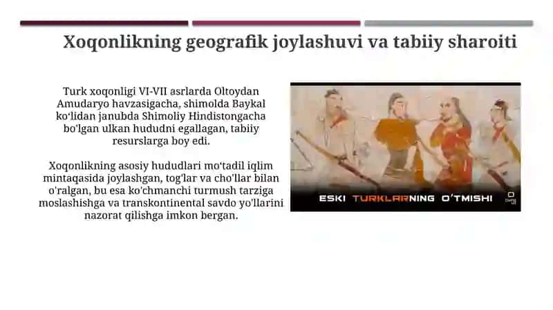 Turk xoqonligi tashkil topishi va Markaziy Osiyodagi o'rni 4