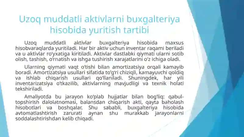 Uzoq muddatli aktivlar hisobini avtomatlashtirish 4