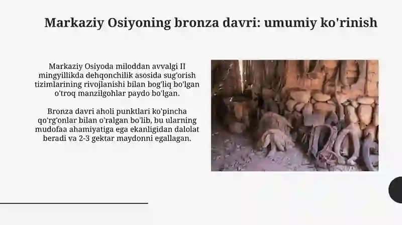 Oʻrta Osiyo bronza davri manzilgohlari 4