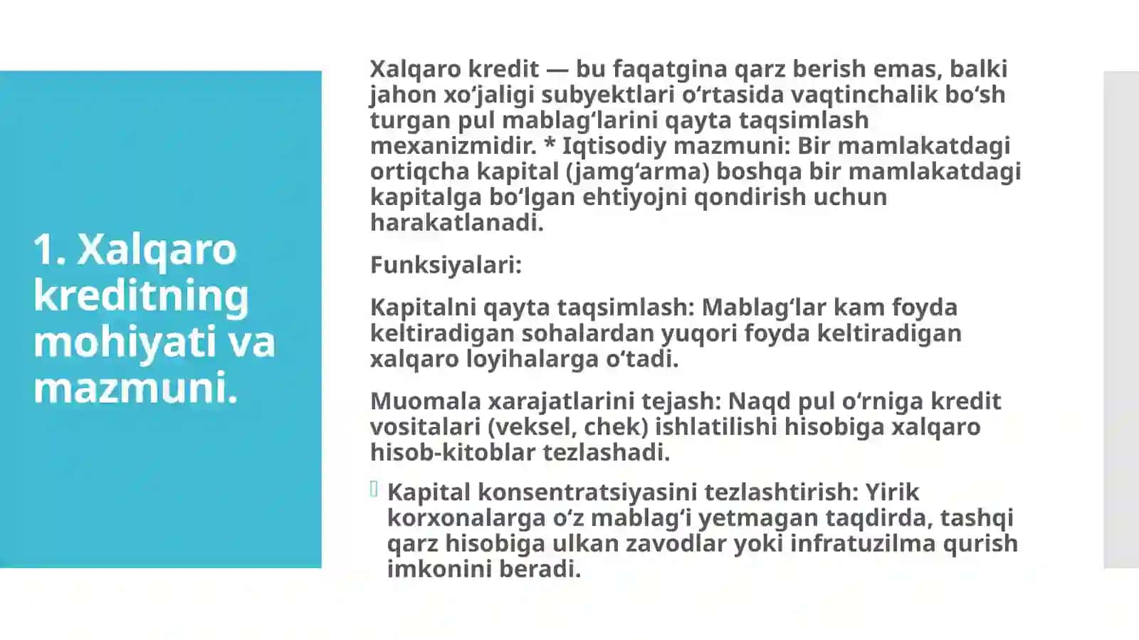 Xalqaro kreditning mohiyati va mazmuni 4