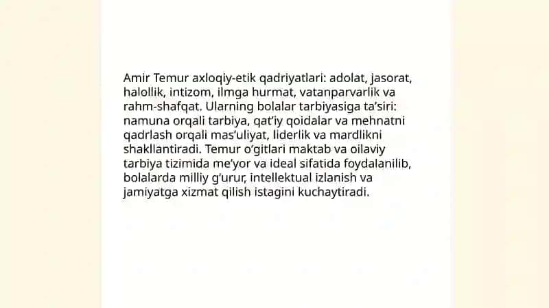 Amir Temur oʻgitlarining tarbiyaviy ahamiyati 4