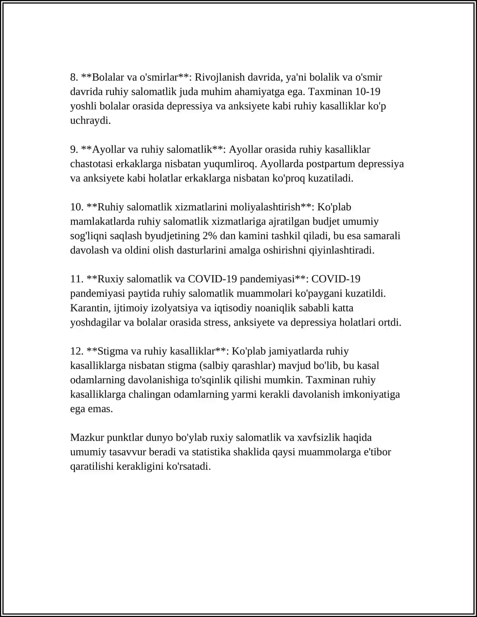 RUXIY XOLATLAR VA INSON XAVFSIZLIGI 4