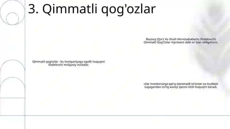 Bazaviy (Qarz Va Ulush Munosabatlarini Ifodalovchi) Qimmatli Qog'Ozlar 4