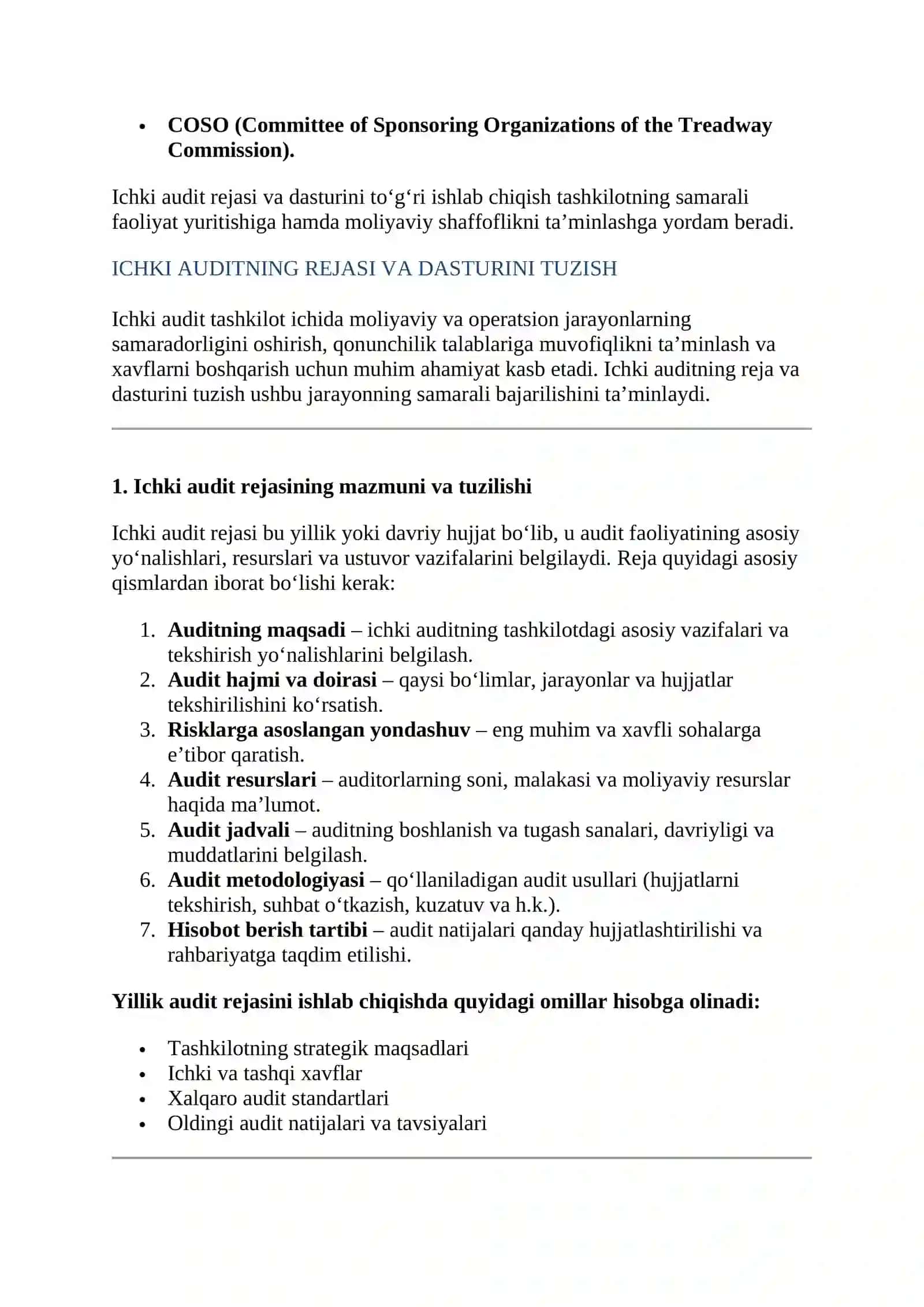 ICHKI AUDITNING REJASI VA DASTURINI TUZISH 4