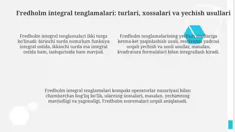 Fredgolm va Volterra integral tenglamalari 4